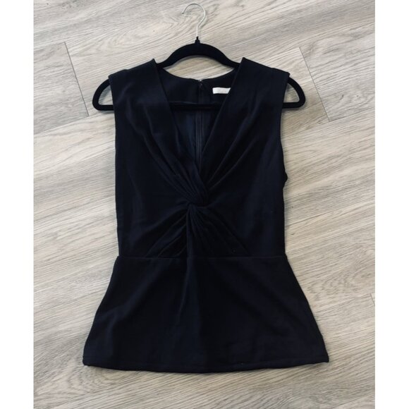 Jason Wu Sleeveless Peplum City Sleeveless Twisted Knot Knit Top-Black Medium - Picture 1 of 6